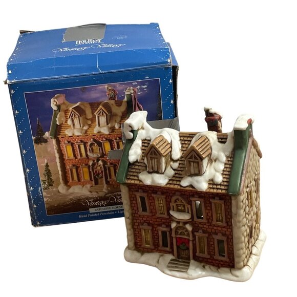 Dickensville Vintage Village Ratcliffe House  2 Story Brick Stone Detail Lighted - Picture 1 of 11